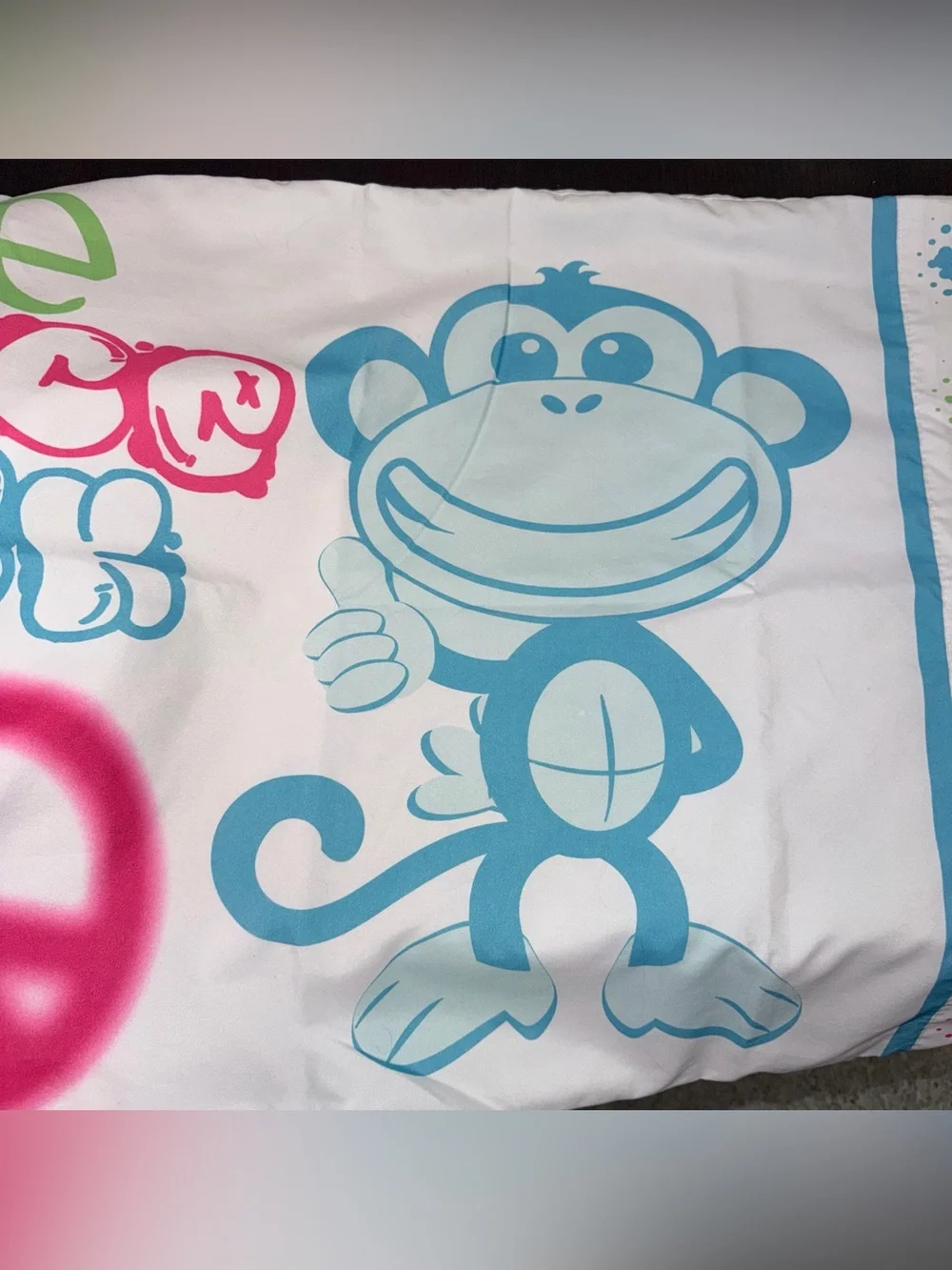 Double bed sheet bright print monkey peace love bed sheet set hippie rock n roll